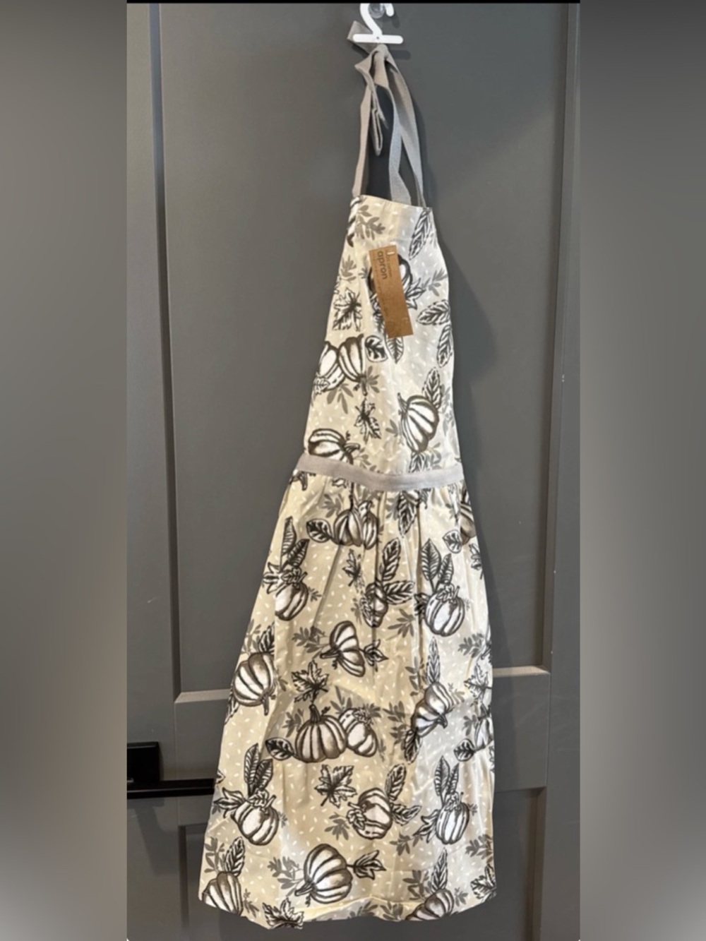 Nordstrom Thanksgiving Apron Kitchen Bib Pumpkin Patch Harvest Cotton Fall Beige